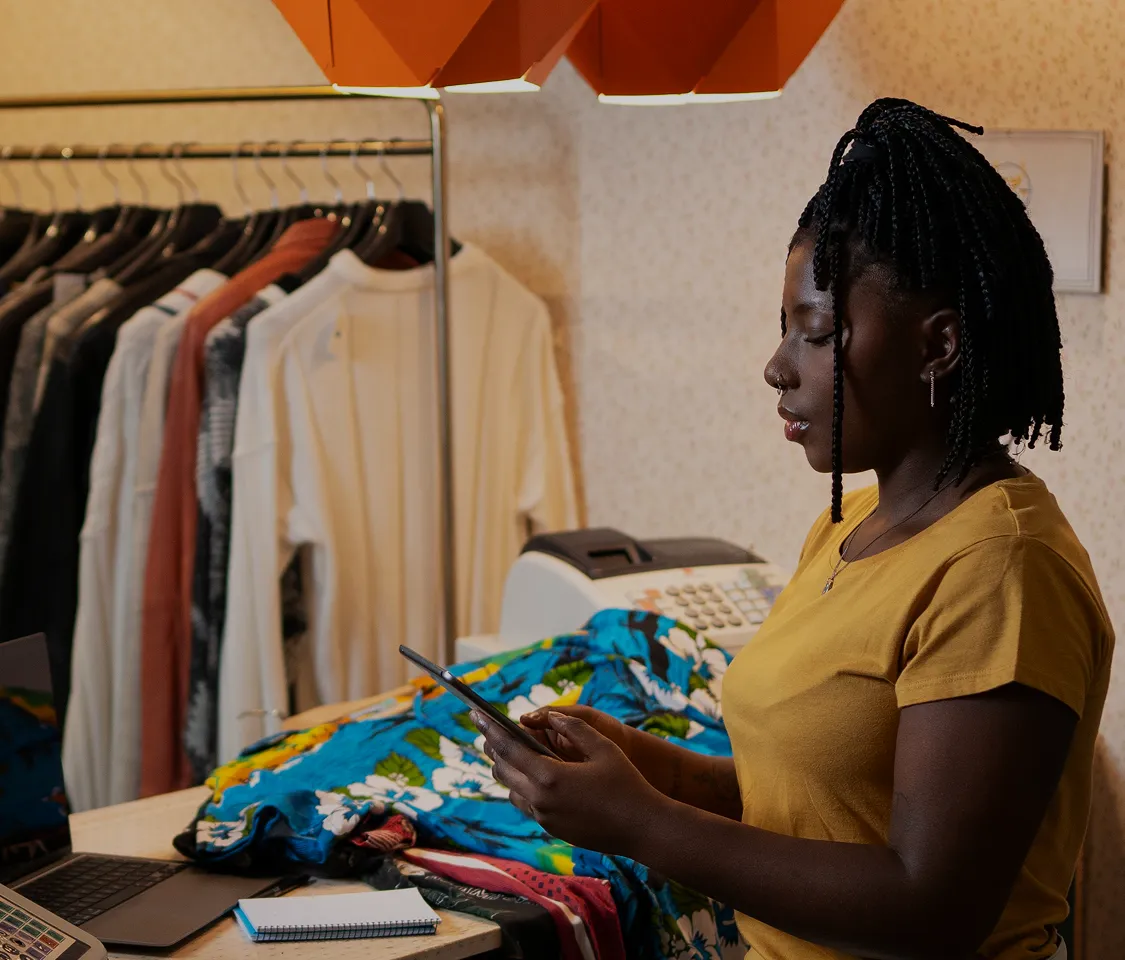 Seller in her clothing shop