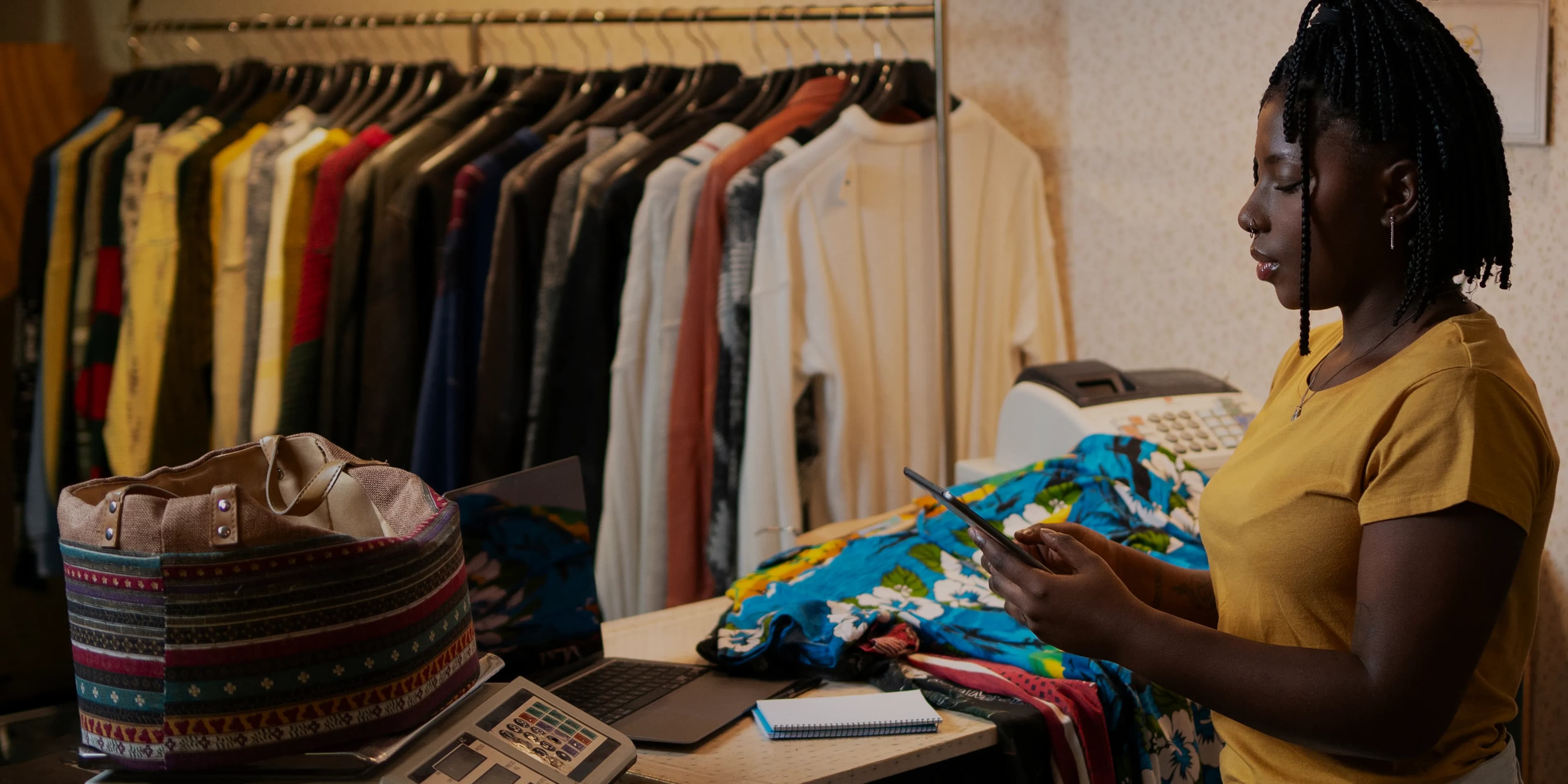 Seller in her clothing shop